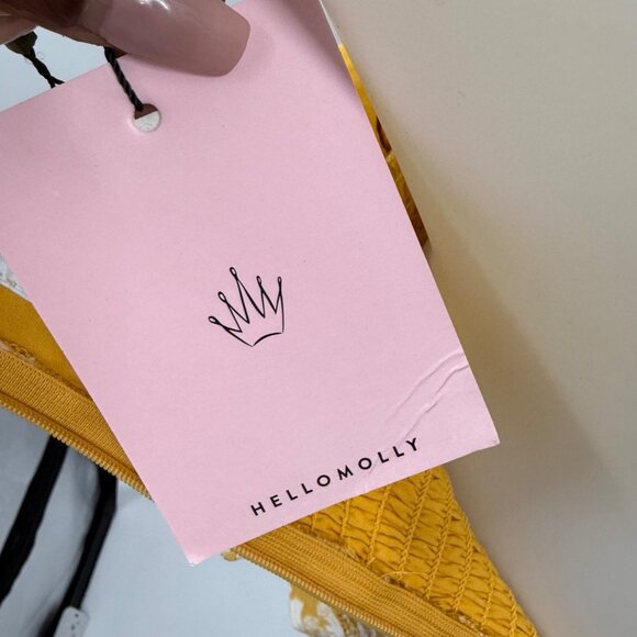 Hello Molly Yellow & White Floral Ruffle Mini Dress S US 4 Adjustable Straps - Picture 5 of 11